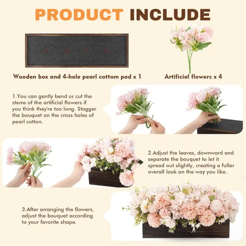 Miniatura 3 de Centros de mesa de flores artificiales para decoración del hogar, decoración para el hogar, centro de mesa rosa para mesa, champán