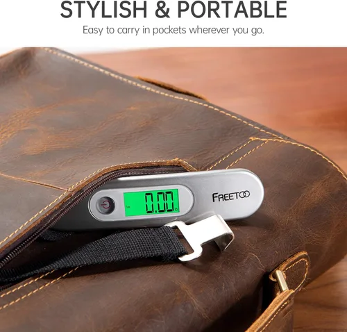 Miniatura 6 de FREETOO Báscula de equipaje portátil digital para maleta, báscula de viaje con función de tara, capacidad de 110 libras