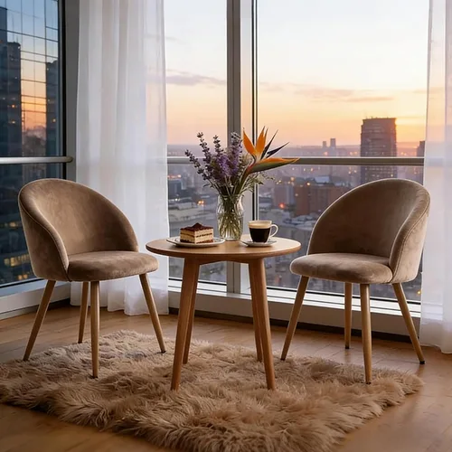 Miniatura 11 de Lightdot Juego de 2 sillas de comedor, cómodos asientos de terciopelo, sillas de sala de estar modernas de mediados de siglo, sillas de cocina