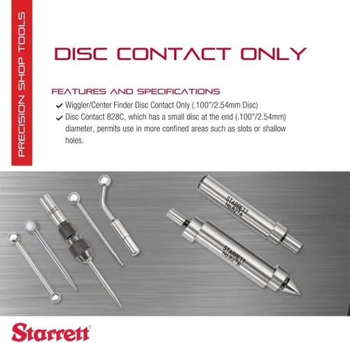 Miniatura 2 de Starrett Wiggler o buscador central, solo contacto de bola, ideal para mejoras profesionales y del hogar, bola de 0.100 pulgadas/0.100 in - 828C