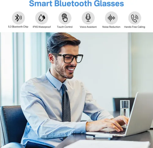 Miniatura 2 de GenXenon - Lentes inteligentes Bluetooth, gafas de audio Bluetooth para mujeres y hombres, sonido de oído abierto con micrófono y altavoces, manos