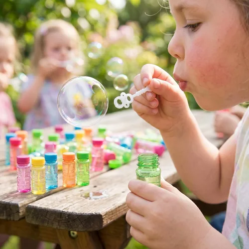 Miniatura 6 de Paquete de 12 botellas de burbujas grandes, solución de burbujas de 4 onzas, juguete novedoso de verano, recuerdo de fiesta de actividades, juego