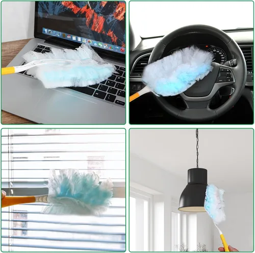 Miniatura 6 de Recambios de plumero, cepillo de eliminación de polvo estático desechable, cabezal de repuesto compatible con repuestos de plumero Swiffer para Azul