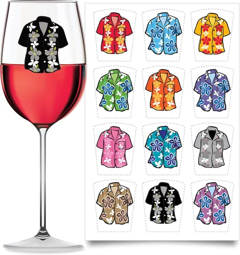 Miniatura 11 de Wine Wear Marcadores de bebidas, 12 unidades, calcomanías adhesivas reutilizables para revelación de género para baby shower (bebé niño)