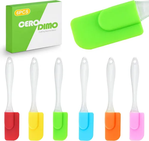 Juego de 6 espátulas de silicona, resistentes al calor, antiadherentes, espátulas pequeñas para hornear, cocinar, mezclar, freír y usar en la