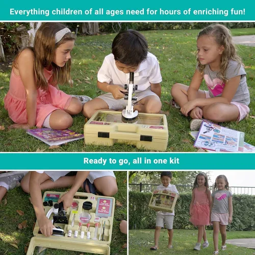 Miniatura 5 de IQCREW - Microscopio prémium de 85 piezas, cámara a color y kit de software interactivo para niños con juego de diapositivas preparadas de 48 piezas