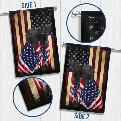 Miniatura 3 de FLAGWIX Banderas de perro patriota americano, bandera de perro labrador retriever de doble cara, decoración para el hogar, exterior, bandera