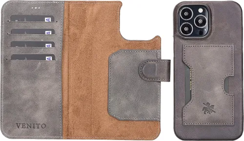 Miniatura 69 de Venito Florence - Funda de piel compatible con Samsung Galaxy S9, extra segura con bloqueo RFID, cartera desmontable para teléfono (gris decolorado)