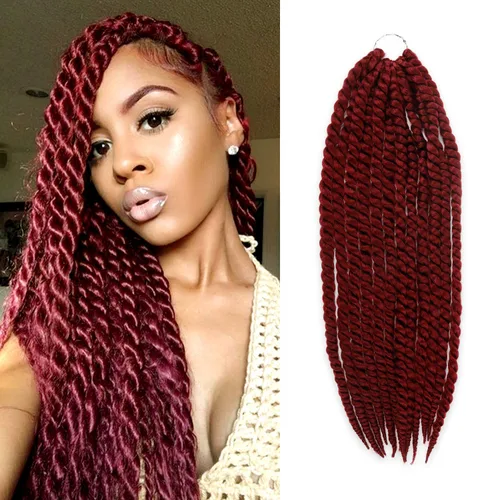 Miniatura 29 de Trenzas de ganchillo de pelo sintético auténtico doble Jumbo Senegalese Twist 12" (30)