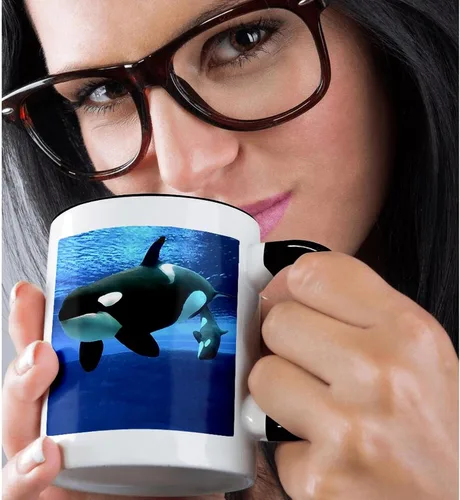 Miniatura 2 de 3dRose Killer Whales - Taza de 11 onzas, multicolor