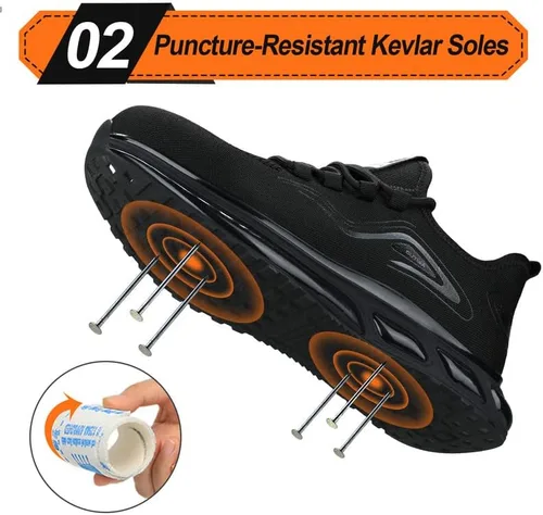 Miniatura 3 de Zapatos deportivos con punta de acero para hombre, zapatos ligeros para hombre, zapatos de trabajo cómodos, zapatos de seguridad con amortiguación