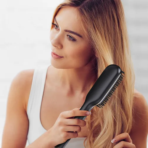 Miniatura 6 de PRITECH Cepillo para alisar el cabello iónico 250-450 °F Calefacción en ayunas anti-quemaduras y apagado automático, placas anchas de hierro plano
