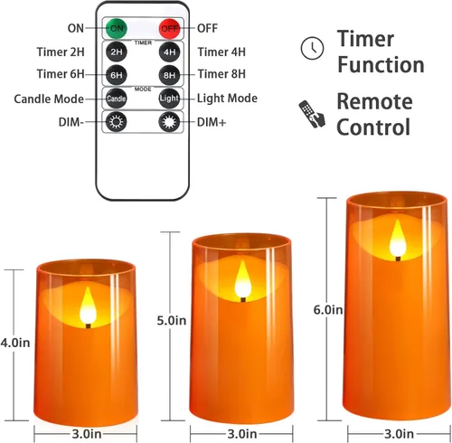 Miniatura 7 de NURADA Velas sin llama con temporizadores remotos, mecha 3D, funciona con pilas, velas falsas eléctricas LED realistas para Halloween, mesas de cena