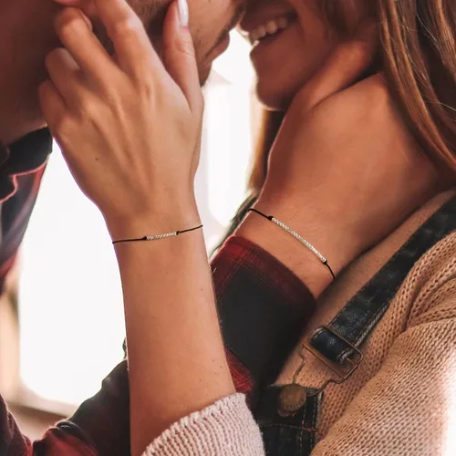 Miniatura 2 de Pulseras de plata de ley con código morse, regalos para mujeres, 2 piezas de promesa de meñique a juego, pulseras de amistad, divertidas e
