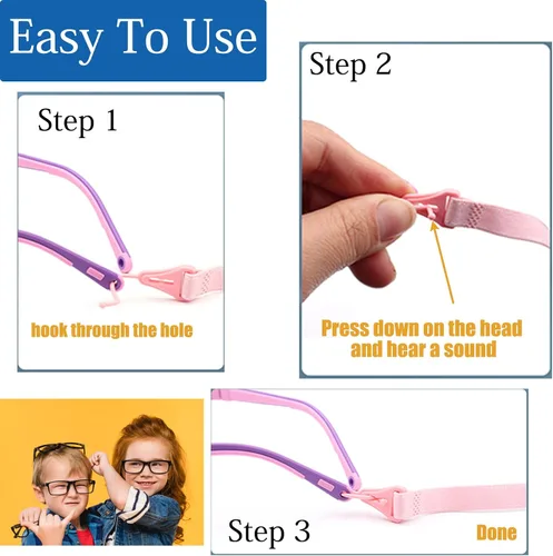 Miniatura 5 de OPUGIT Correa ajustable para lentes para niños, retenedor de gafas deportivas sin cola, banda duradera para gafas de sol para niños y niñas