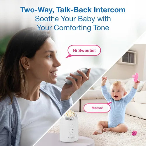 Miniatura 7 de VTech Monitor de audio digital para bebés con 2 unidades para padres, luz nocturna que brilla en el techo, hasta 1,000 pies de alcance, alerta