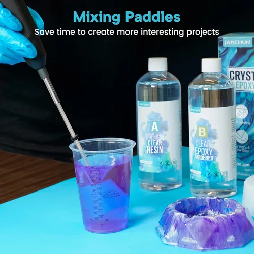 Miniatura 6 de JANCHUN 6 paletas mezcladoras de resina largas reutilizables aptas para todos los taladros, accesorio mezclador epoxi para una mezcla potente
