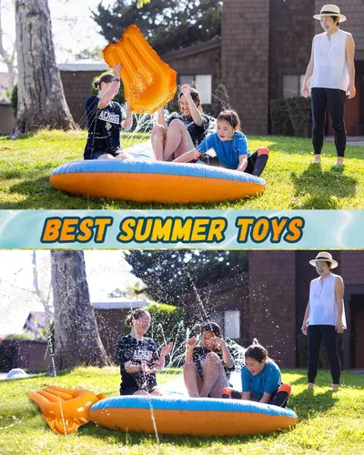 Miniatura 6 de Spring Water Tobogán de agua y deslizador de agua de 22 pies para niños y adultos, juguetes acuáticos de verano al aire libre con rociador, 2 tablas