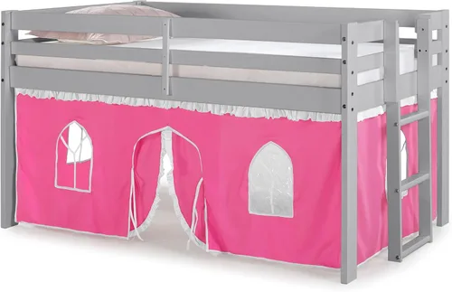 Miniatura 8 de Alaterre Furniture Jasper - Cama tipo loft tamaño individual, marco gris paloma y fondo rosa/blanco Gris (Dove Gray)