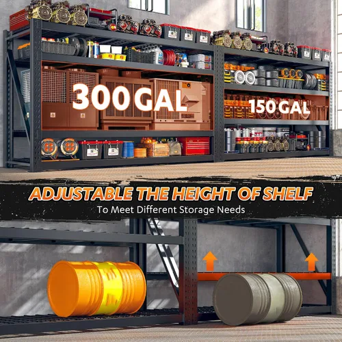 Miniatura 6 de Bepatio - Estantería de garaje resistente de 8000 libras, estantes de almacenamiento industrial de 77 pulgadas de ancho, estantería de metal