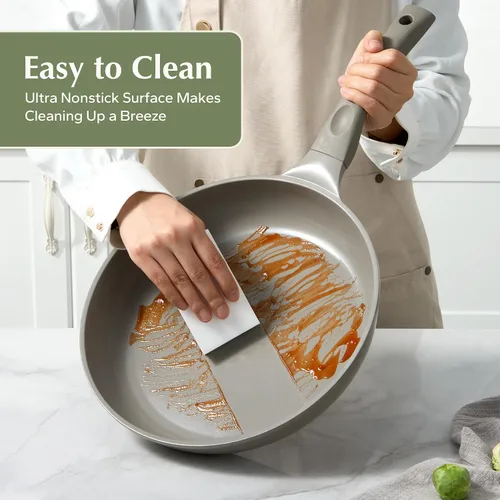 Miniatura 6 de Sartén antiadherente Redchef, sartén antiadherente de cerámica, sartenes para huevos y tortillas, sin tóxicos, utensilios de cocina saludables, Gris