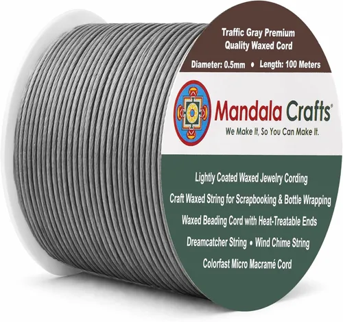Miniatura 173 de Cuerda Mandala Crafts 0.03 pulgadas 109 yardas para hacer joyería, artesanía, macramé, cuerda de algodón encerado Negro