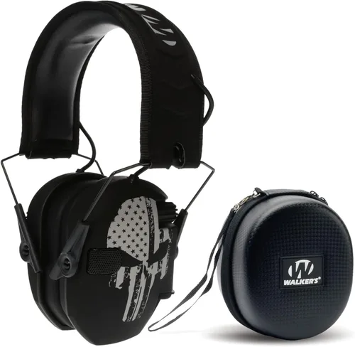 Walker's Razor Slim - Protector auditivo electrónico para tiro (amplificación y supresión de sonido) con estuche protector Punisher