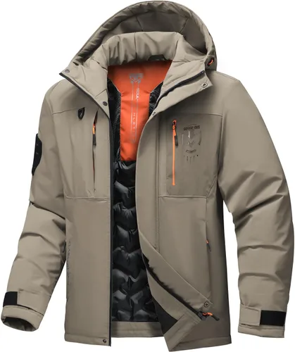 Miniatura 12 de Chaqueta térmica impermeable a prueba de viento para hombre, con capucha, aislada, ligera, abrigo de nieve de invierno con múltiples bolsillos