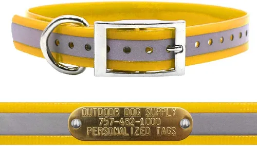 Miniatura 15 de Outdoor Dog Supply Collar de perro con anillo en D impermeable reflectante resistente de 1 pulgada para perros medianos y grandes con placa