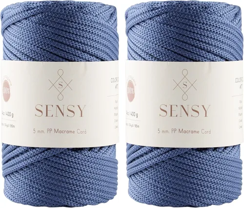 Miniatura 114 de Sensy - Cuerda de poliéster prémium de 0.197 in, 104 yardas, 100% polipropileno, cordón de macramé de 0.197 in, cuerda de ganchillo para bolsa