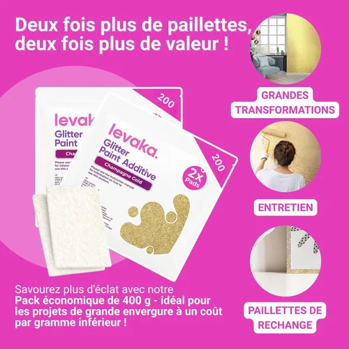 Miniatura 8 de Purpurina para pintura [5.3 onzas] – Oro champán con 2 almohadillas de pulido – Purpurina para pintar paredes para un acabado de pintura luminoso