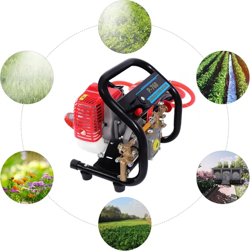 Miniatura 7 de Pulverizador de polvo de niebla de alta presión de 26CC de 2 tiempos, máquina de pulverización agrícola de gasolina de mano 0.9HP, pulverizador a
