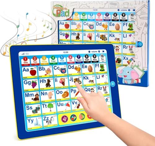Tableta 6 en 1 para niños con ABC/palabras/números/color/juegos/música-juguetes electrónicos educativos interactivos que hacen que el aprendizaje