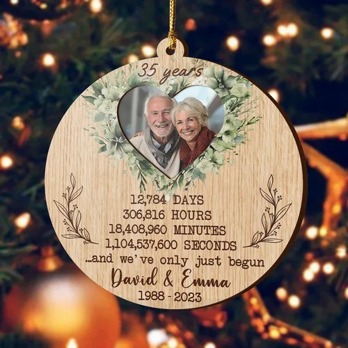 Miniatura 5 de V VIBEPY Adornos personalizados para parejas, adorno de aniversario 2023, 3.5 pulgadas, adornos de 3 capas, decoraciones de 35 aniversario