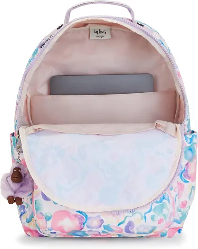 Miniatura 3 de Kipling Seoul - Mochila grande metálica para portátil de 15 pulgadas, Agua (Aqua Flowers)