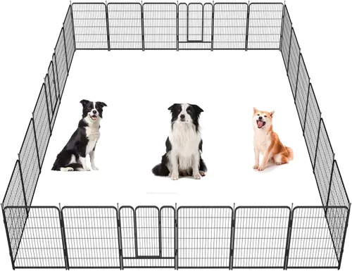 Miniatura 13 de Corralito para perros, 32/40/45 pulgadas de altura resistente, plegable para interiores y exteriores antioxidante, cerca de ejercicio para perros