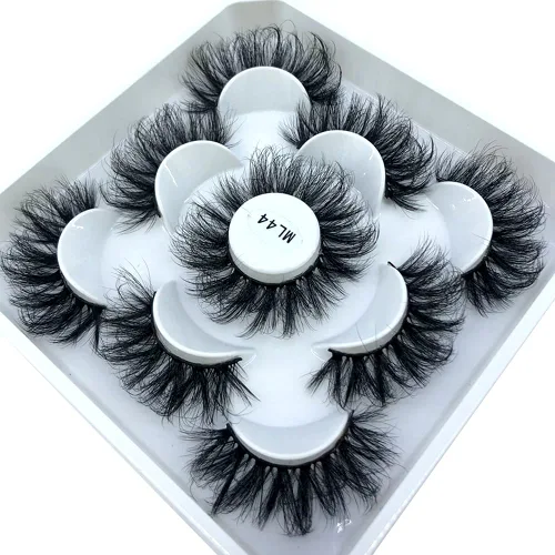 Miniatura 8 de 5 pares de pestañas postizas de visón 3D de 0.98 pulgadas a granel, con caja personalizada, pestañas postizas naturales finas al por mayor (ML-07)