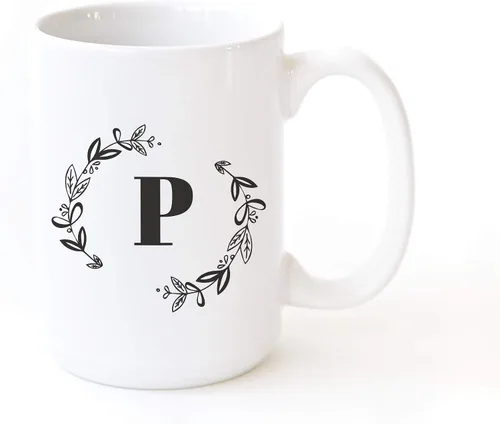 Miniatura 9 de The Cotton & Canvas Co. Botánico personalizado monograma inicial letra A taza de café porcelana cerámica taza de café para ella, para él
