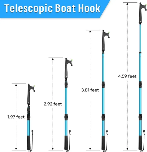 Miniatura 3 de SANLIKE Telescopic Boat Hook for Docking, Extendable Marine Docking Pole with Luminous Design, Rust-Resistant Aluminum, Non-Slip Handle, Lightweight