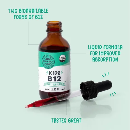 Miniatura 2 de Vimergy Kids USDA Organic Liquid B12 - Promueve el desarrollo físico y la función cognitiva* - Apoyo inmunológico de absorción rápida* - Vegano, sin