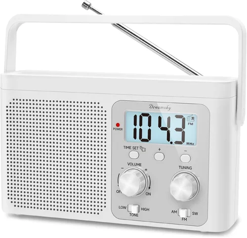 Miniatura 8 de DreamSky Radio AM FM Portátil - Radio de Onda Corta a Batería o Enchufe de Pared para Casa al Aire Libre, Fuerte Recepción, Dial Grande Fácil