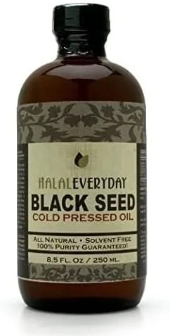 Aceite de semilla negra prensado en frío, botella de vidrio, sin filtrar, viene con semillas negras Residu, comino negro, nigella sativa, sin OMG,