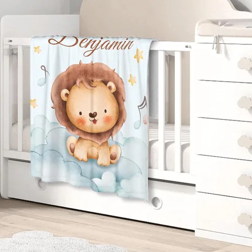 Miniatura 3 de Manta de bebé personalizada con nombre – Manta de león para niños pequeños, bebés, niños, ducha, recién nacidos – Cochecito de bebé, decoración