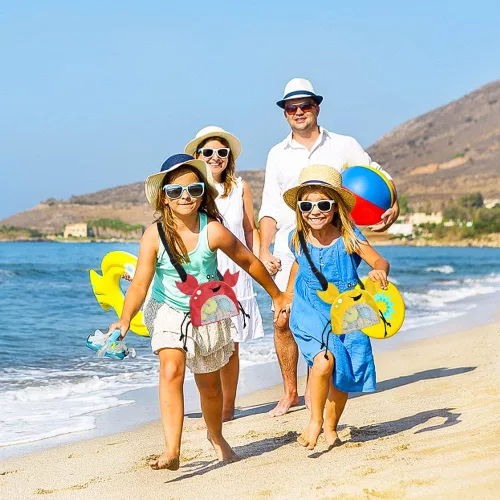 Miniatura 3 de Bolsa de malla de cangrejo para playa, bolsas de recolección de conchas de playa, juguetes de conchas de playa, correa ajustable para el hombro