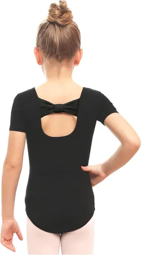 Stelle Leotardo de manga corta con lazo en la espalda para niñas, para baile, gimnasia y ballet (bebéniño pequeñoniño grande)