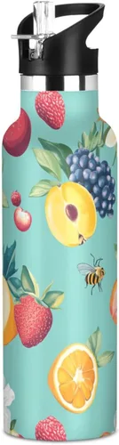 Miniatura 19 de Insulated Water Bottle with Straw Double Wall Vacuum Insulated Lightweight for Sports, Travel, and School, Sweet Wolf Purple 17