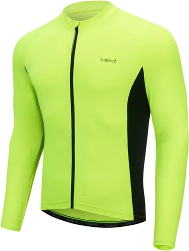 BALEAF Camiseta de ciclismo de manga larga para hombre, para ciclismo de carretera, para bicicleta de montaña, bolsillos con cremallera completa,