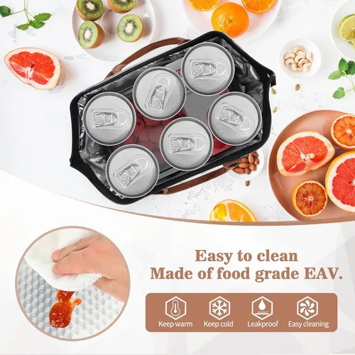 Miniatura 6 de LOKASS Bolsa de Almuerzo Aislada Caja de Almuerzo Bolsa Tote de Almuerzo de Apertura Amplia Soporte Grande para Bebidas Organizador Térmico de Lona