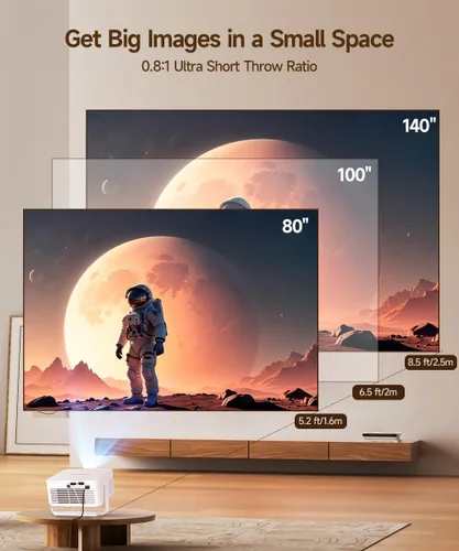 Miniatura 5 de Magcubic HY300GT - Miniproyector con WiFi y Bluetooth, proyector portátil inteligente compatible con 260 ANSI y 2K, enfoque automático y corrección