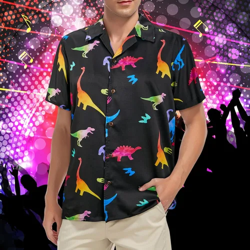 Miniatura 73 de Camisa hawaiana para hombre, con estampado floral, cómoda, con botones, casual, manga corta, ropa de playa para hombre